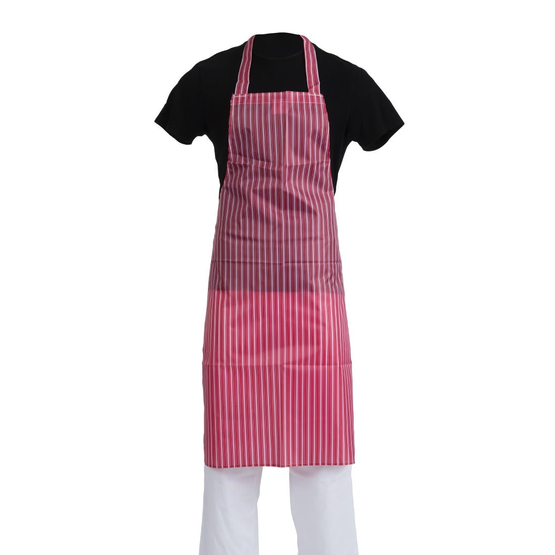 A581 Whites Water Resistant Bib Apron Red And White Stripe JD Catering Equipment Solutions Ltd
