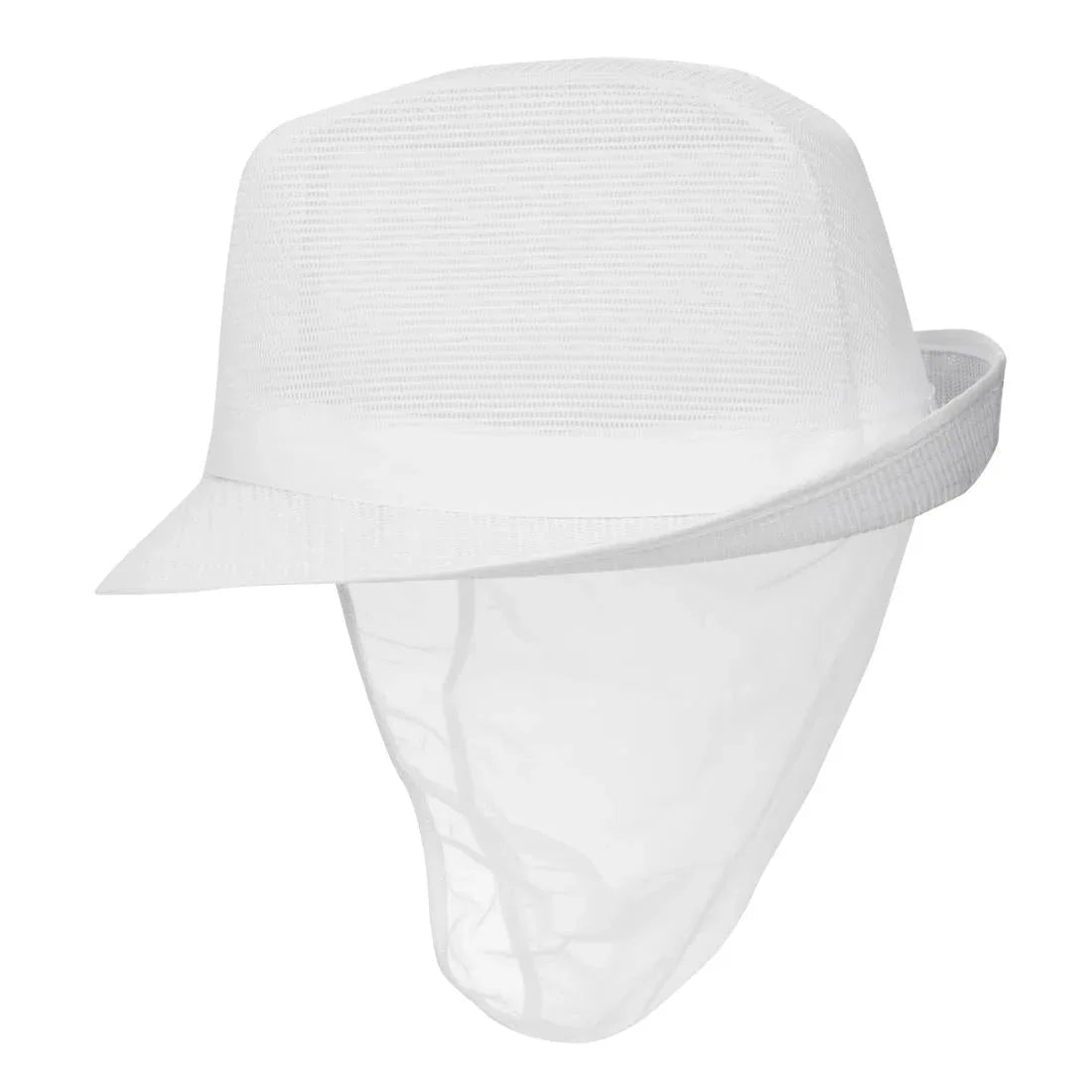 A653-M Trilby Hat with Net Snood White M - JD Catering Equipment Solutions Ltd