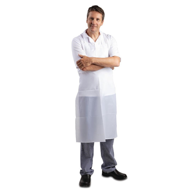 A897 Whites Water Resistant Bib Apron White JD Catering Equipment Solutions Ltd
