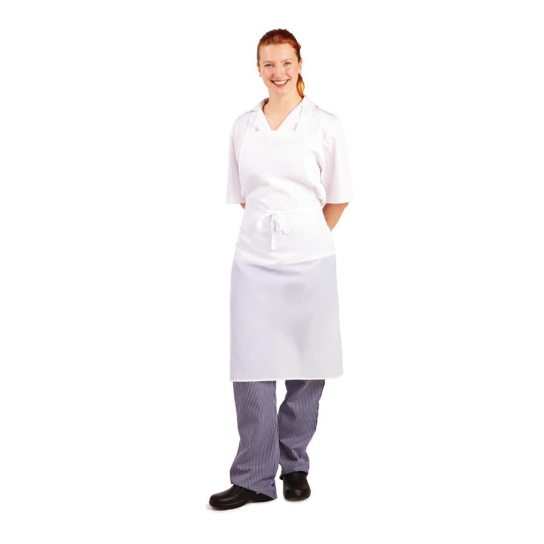 A897 Whites Water Resistant Bib Apron White JD Catering Equipment Solutions Ltd