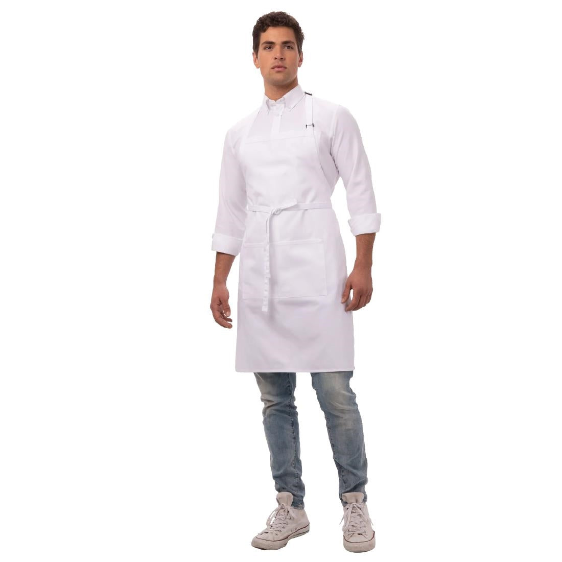 A923 Chef Works Bib Apron White JD Catering Equipment Solutions Ltd