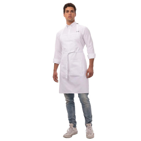 A923 Chef Works Bib Apron White JD Catering Equipment Solutions Ltd