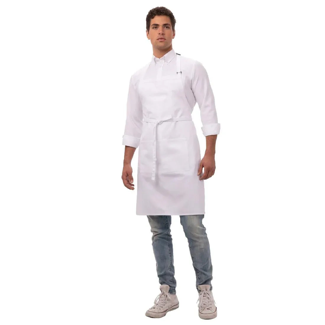 A923 Chef Works Bib Apron White - JD Catering Equipment Solutions Ltd