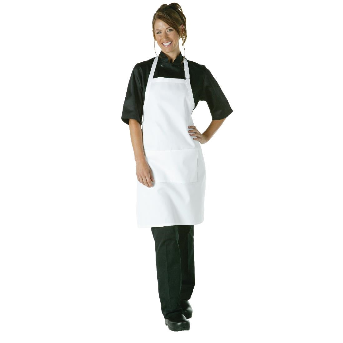 A923 Chef Works Bib Apron White JD Catering Equipment Solutions Ltd