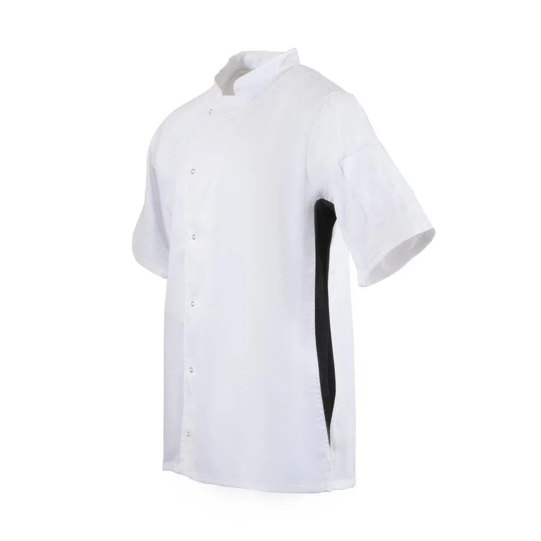 A928-L Whites Nevada Unisex Chefs Jacket Short Sleeve Black and White L - JD Catering Equipment Solutions Ltd