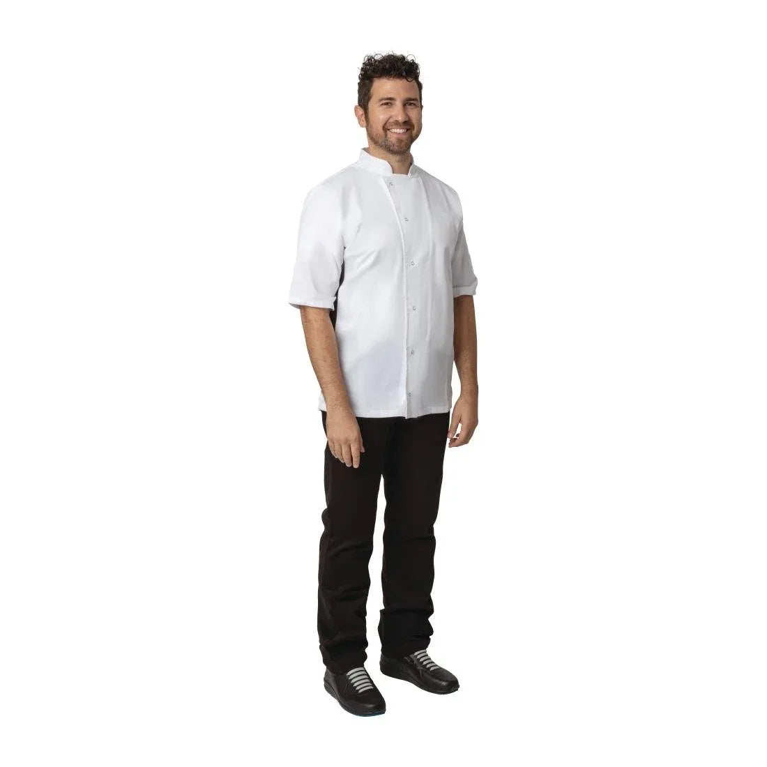 A928-S Whites Nevada Unisex Chefs Jacket Short Sleeve Black and White S - JD Catering Equipment Solutions Ltd