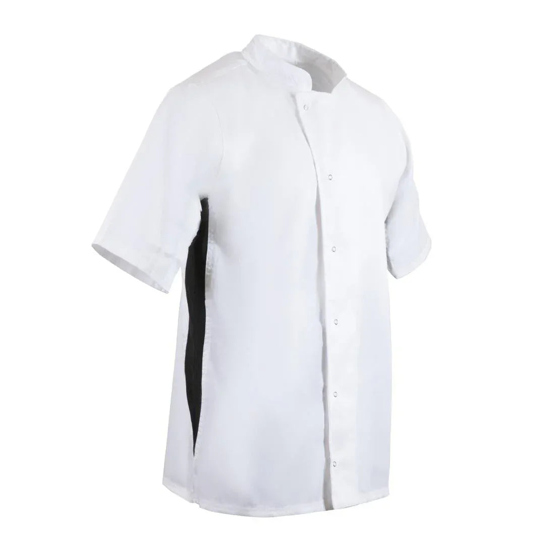 A928-XL Whites Nevada Unisex Chefs Jacket Short Sleeve Black and White XL - JD Catering Equipment Solutions Ltd