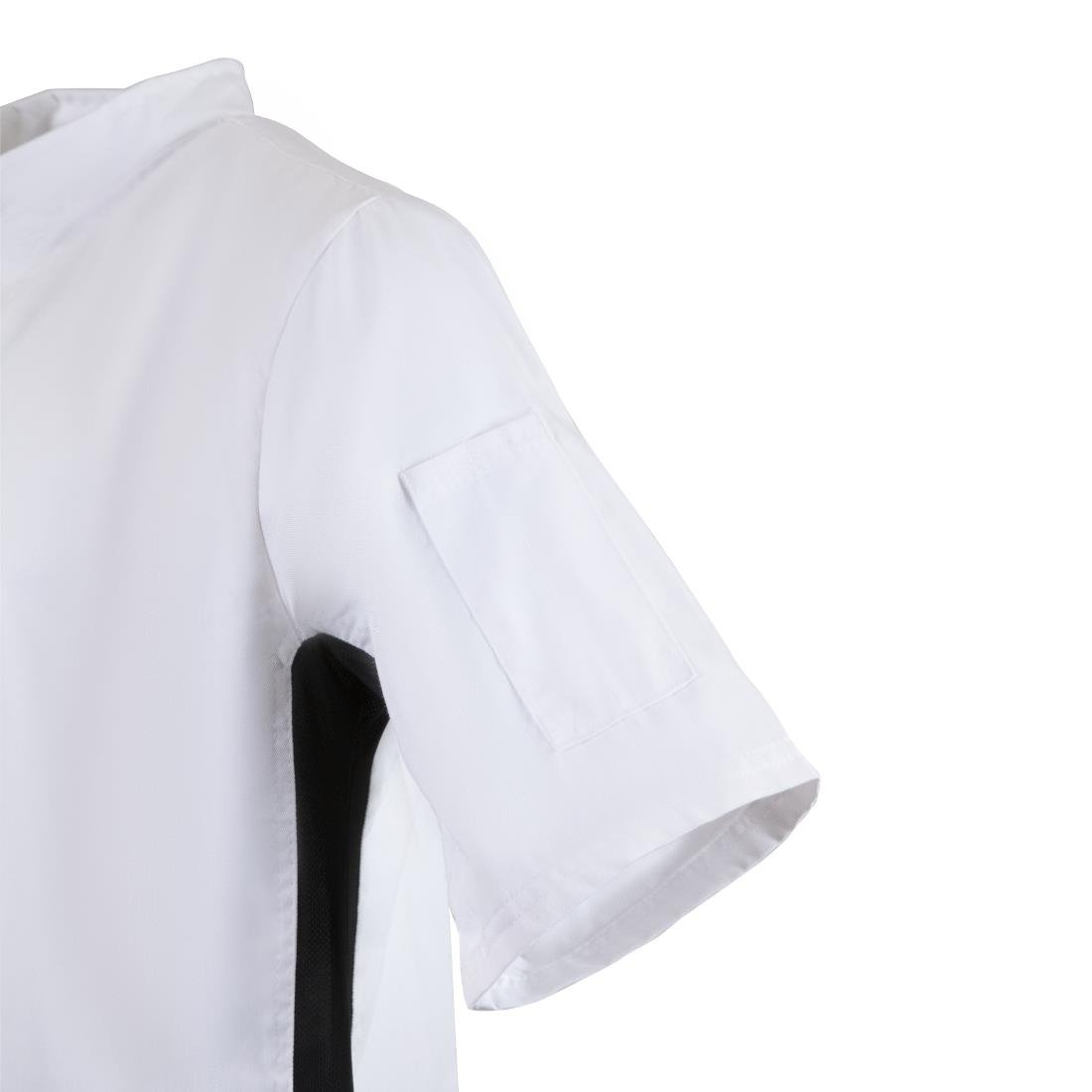 A928-XS Whites Nevada Unisex Chefs Jacket Short Sleeve Black and White XS JD Catering Equipment Solutions Ltd