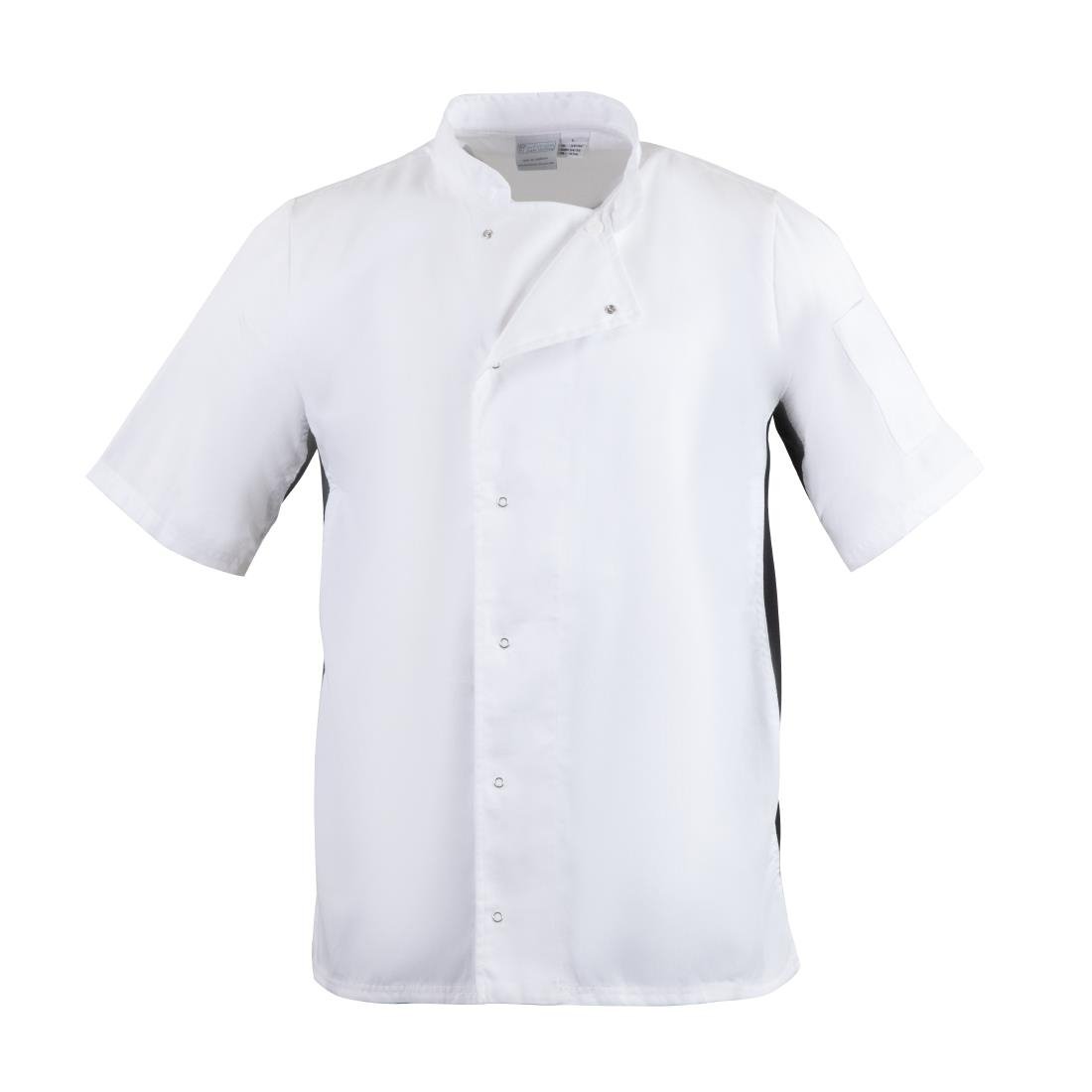 A928-XS Whites Nevada Unisex Chefs Jacket Short Sleeve Black and White XS JD Catering Equipment Solutions Ltd