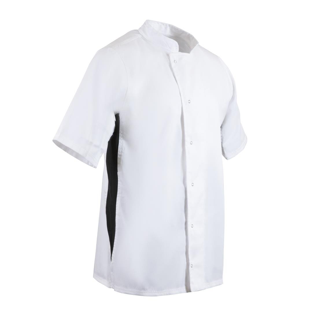 A928-XS Whites Nevada Unisex Chefs Jacket Short Sleeve Black and White XS JD Catering Equipment Solutions Ltd