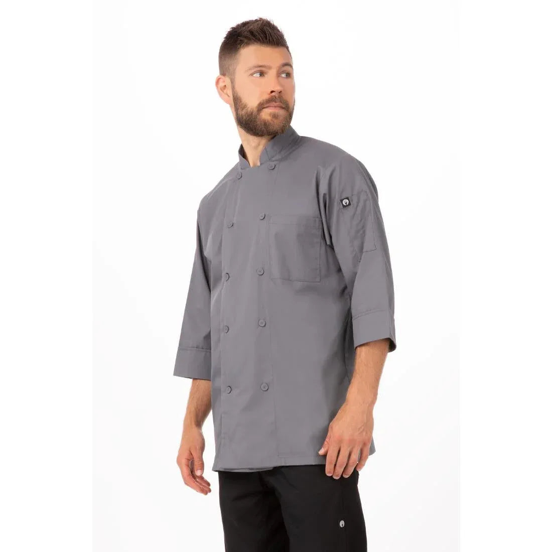A934-3XL Colour By Chef Works Unisex Chef Jacket Grey 3XL - JD Catering Equipment Solutions Ltd