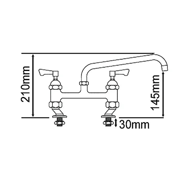 AquaJet Twin Mixer Tap with Lever control and 300mm Swivel Spout AJ-B-312L - JD Catering Equipment Solutions Ltd