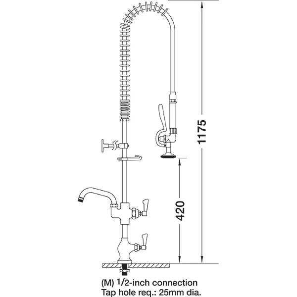 AquaJet AJPR10-ST-BF1-S AquaJet Pre-Rinse Spray. AJPR10 base / STANDARD style / BF1 bowl filler / STANDARD gun