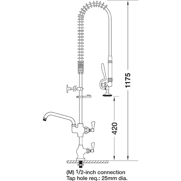 AquaJet AJPR10-ST-BF2-S AquaJet Pre-Rinse Spray. AJPR10 base / STANDARD style / BF2 bowl filler / STANDARD gun