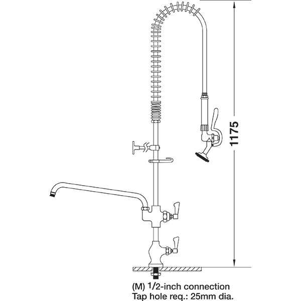 AquaJet AJPR10-ST-BF3-A AquaJet Pre-Rinse Spray. AJPR10 base / STANDARD style / BF3 bowl filler / ANGLED gun