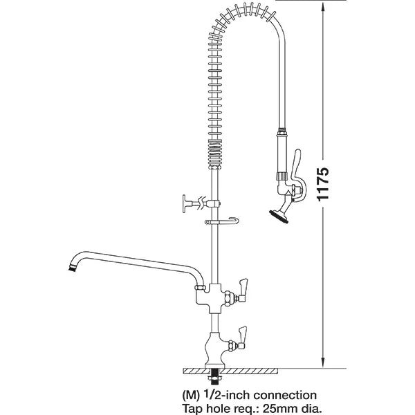 AquaJet AJPR10-ST-BF3-A AquaJet Pre-Rinse Spray. AJPR10 base / STANDARD style / BF3 bowl filler / ANGLED gun