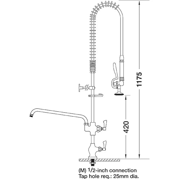 AquaJet AJPR10-ST-BF3-S AquaJet Pre-Rinse Spray. AJPR10 base / STANDARD style / BF3 bowl filler / STANDARD gun