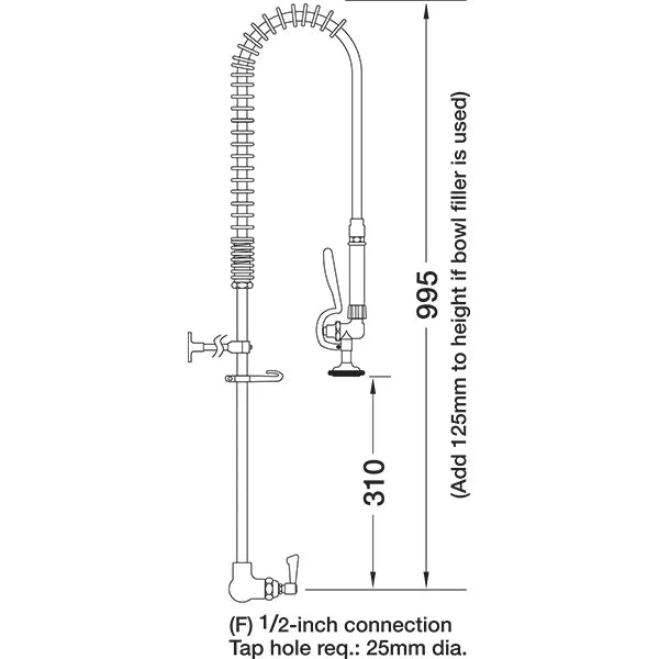 Mechline AquaJet Pre-rinse AJPR15-ST-BF0-S AJPR15 base / STANDARD style / No bowl filler / STANDARD gun