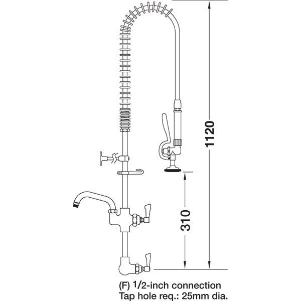 Mechline AquaJet Pre-rinse AJPR15-ST-BF1-S AJPR15 base / STANDARD style / BF1 bowl filler / STANDARD gun