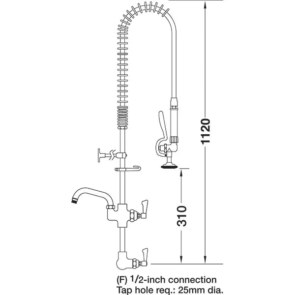 Mechline AquaJet Pre-rinse AJPR15-ST-BF1-S AJPR15 base / STANDARD style / BF1 bowl filler / STANDARD gun