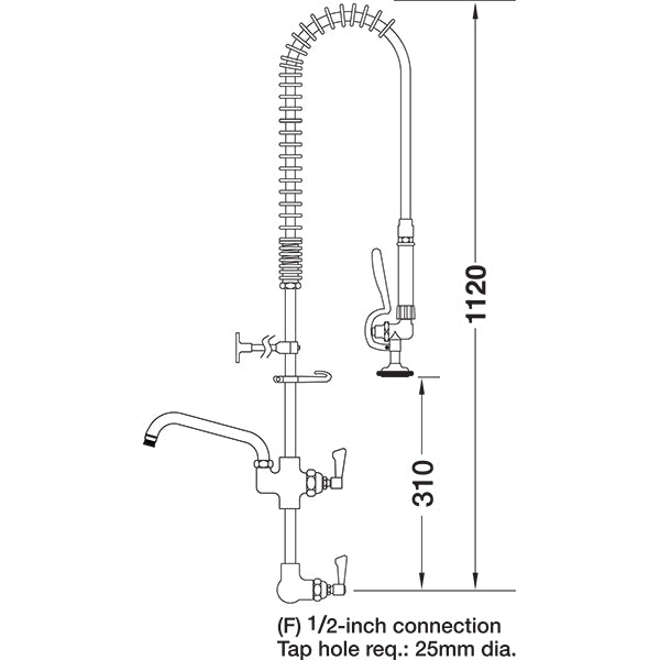 Mechline AquaJet Pre-rinse AJPR15-ST-BF2-S AJPR15 base / STANDARD style / BF2 bowl filler / STANDARD gun