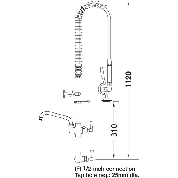 Mechline AquaJet Pre-rinse AJPR15-ST-BF2-S AJPR15 base / STANDARD style / BF2 bowl filler / STANDARD gun