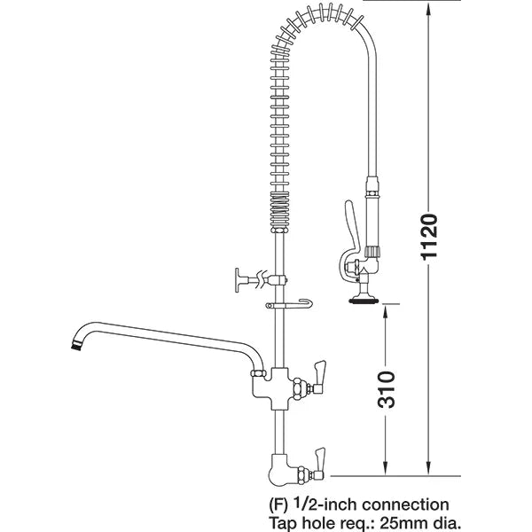 Mechline AquaJet Pre-rinse AJPR15-ST-BF3-S AJPR15 base / STANDARD style / BF3 bowl filler / STANDARD gun