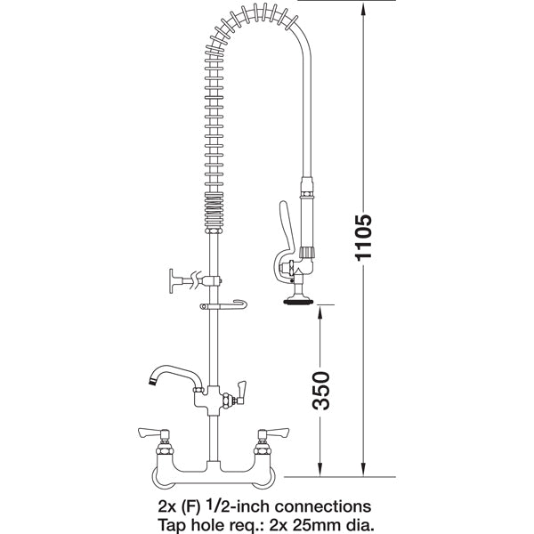 AquaJet AJPR40-ST-BF1-S AquaJet Pre-Rinse Spray. AJPR40 base / STANDARD style / BF1 bowl filler / STANDARD gun