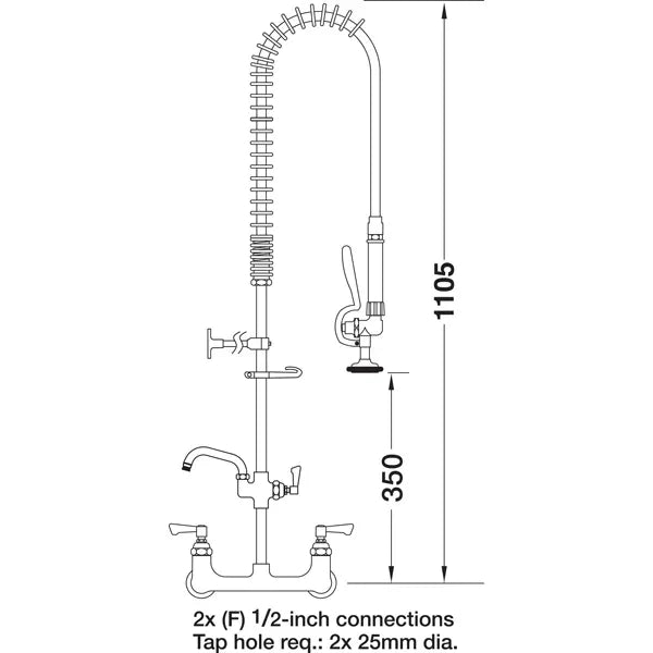 AquaJet AJPR40-ST-BF1-S AquaJet Pre-Rinse Spray. AJPR40 base / STANDARD style / BF1 bowl filler / STANDARD gun