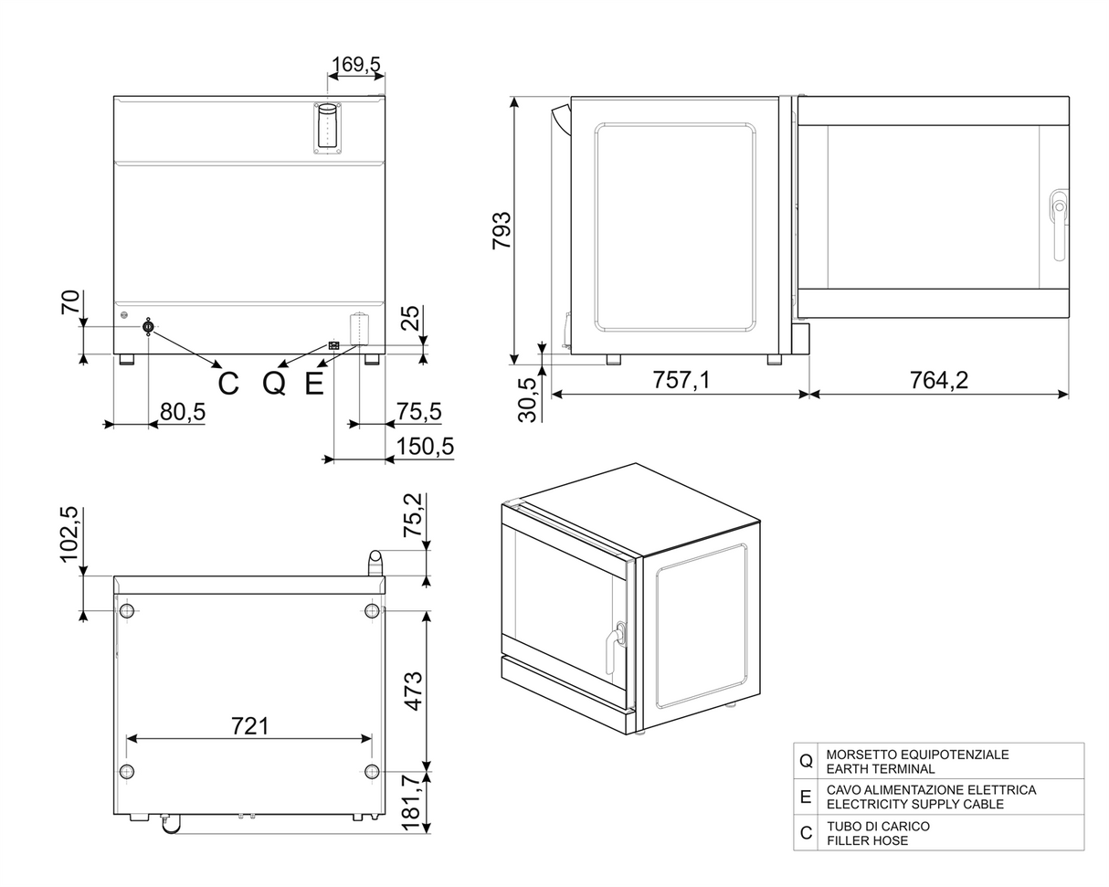 JC840 Smeg Convection Oven - 6 trays 600x400mm - ALFA625H-2