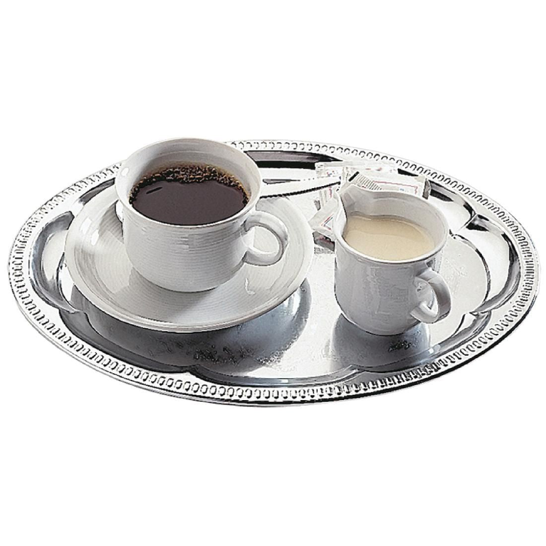 APS Chrome-Plated Stainless Steel Oval Tea Tray 300mm JD Catering Equipment Solutions Ltd