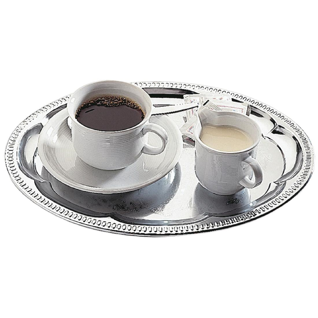 APS Chrome-Plated Stainless Steel Oval Tea Tray 300mm JD Catering Equipment Solutions Ltd