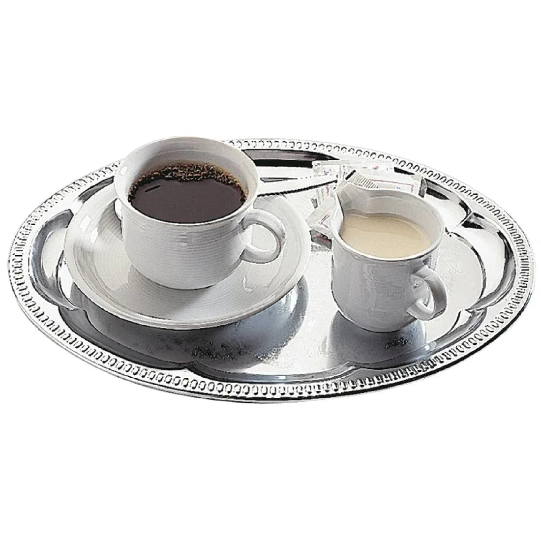 T765 APS Chrome-Plated Stainless Steel Oval Tea Tray 300mm - JD Catering Equipment Solutions Ltd