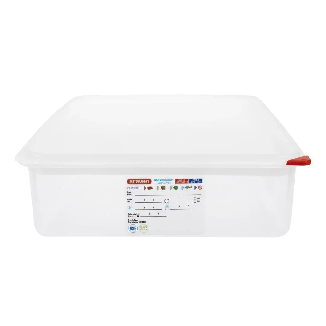 GL260 Araven Polypropylene 1/1 Gastronorm Food Containers 13.7Ltr with Lid (Pack of 4) - JD Catering Equipment Solutions Ltd