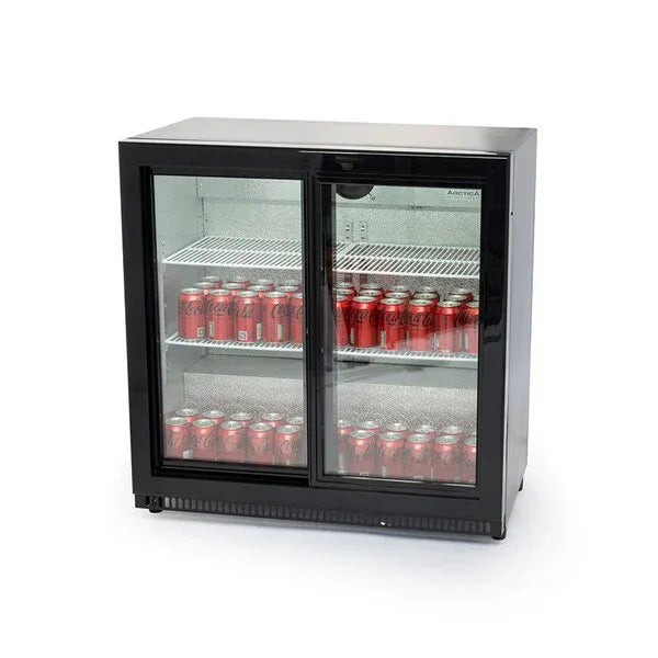 Arctica Bar & Display Bottle Cooler - 2 Sliding Doors - Black HEC818 - JD Catering Equipment Solutions Ltd