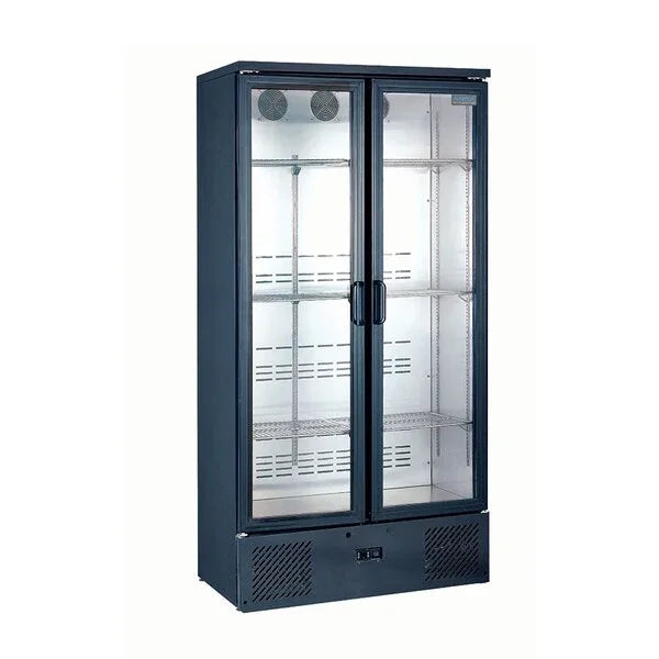 Arctica Med. Duty Upright Bottle Cooler - Double Door -Black - JD Catering Equipment Solutions Ltd