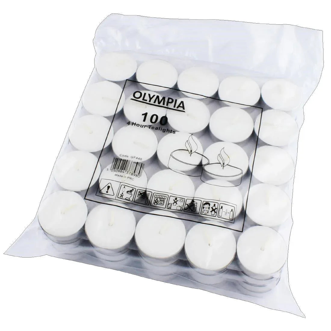GF448 Olympia 4 Hour Tealights (Pack of 100) - JD Catering Equipment Solutions Ltd