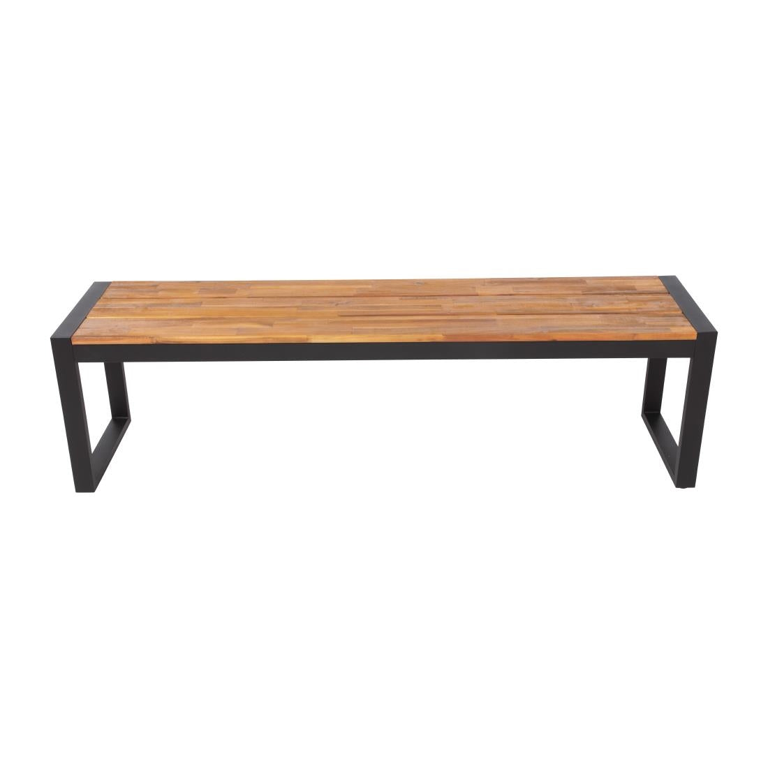(Available 12/1/24) DS158 Bolero Acacia Wood and Steel Industrial Benches 1600mm (Pack of 2) JD Catering Equipment Solutions Ltd