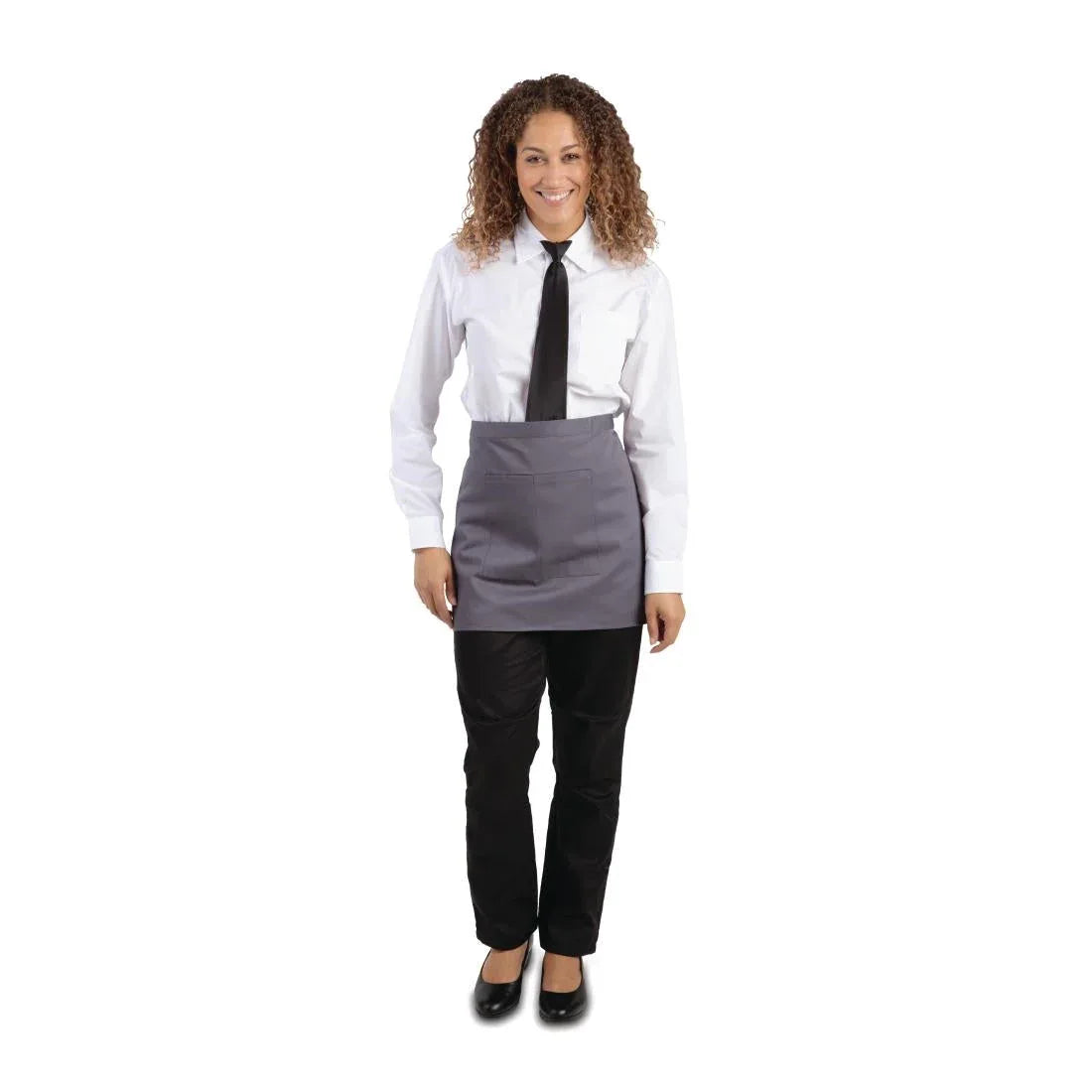 B157 Whites Short Bistro Apron Charcoal - JD Catering Equipment Solutions Ltd
