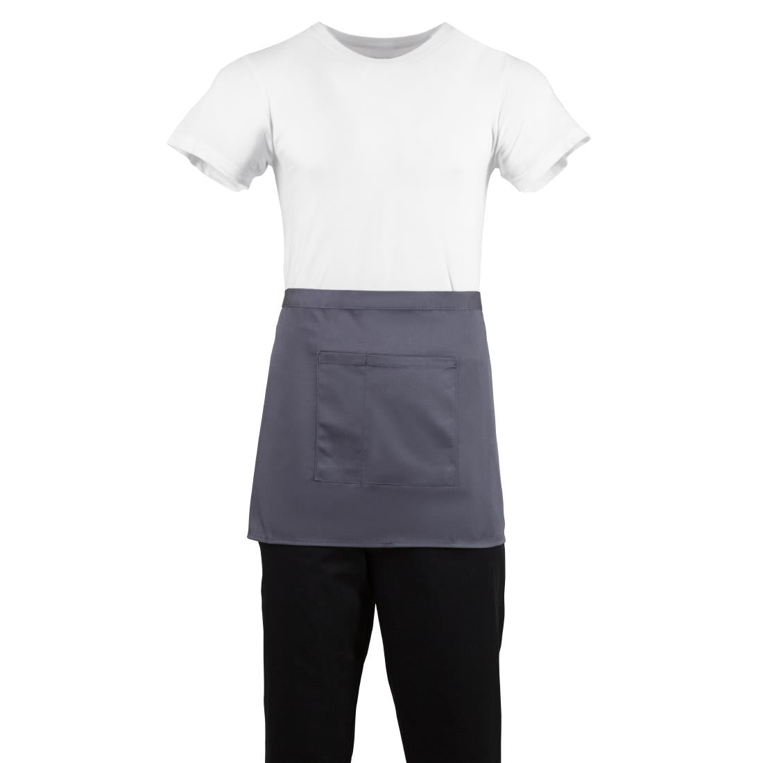 B157 Whites Short Bistro Apron Charcoal JD Catering Equipment Solutions Ltd