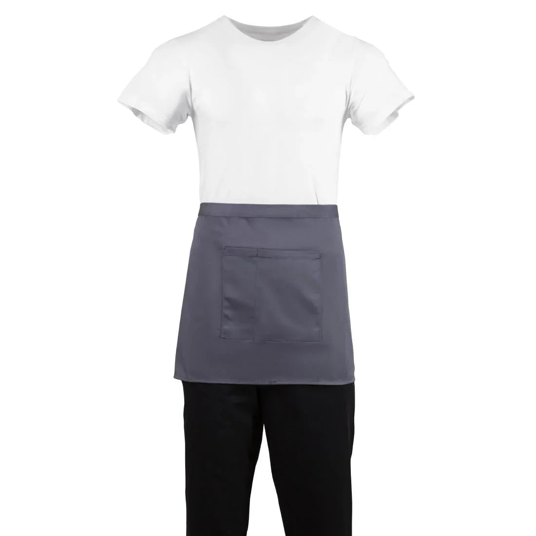 B157 Whites Short Bistro Apron Charcoal - JD Catering Equipment Solutions Ltd