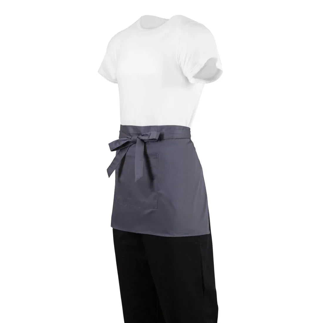 B157 Whites Short Bistro Apron Charcoal - JD Catering Equipment Solutions Ltd