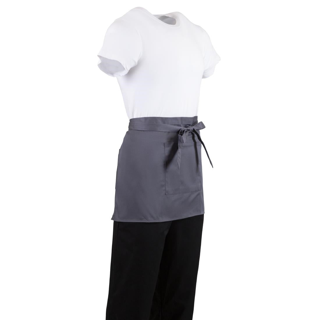 B157 Whites Short Bistro Apron Charcoal JD Catering Equipment Solutions Ltd