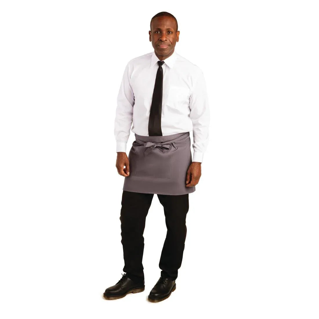 B157 Whites Short Bistro Apron Charcoal - JD Catering Equipment Solutions Ltd