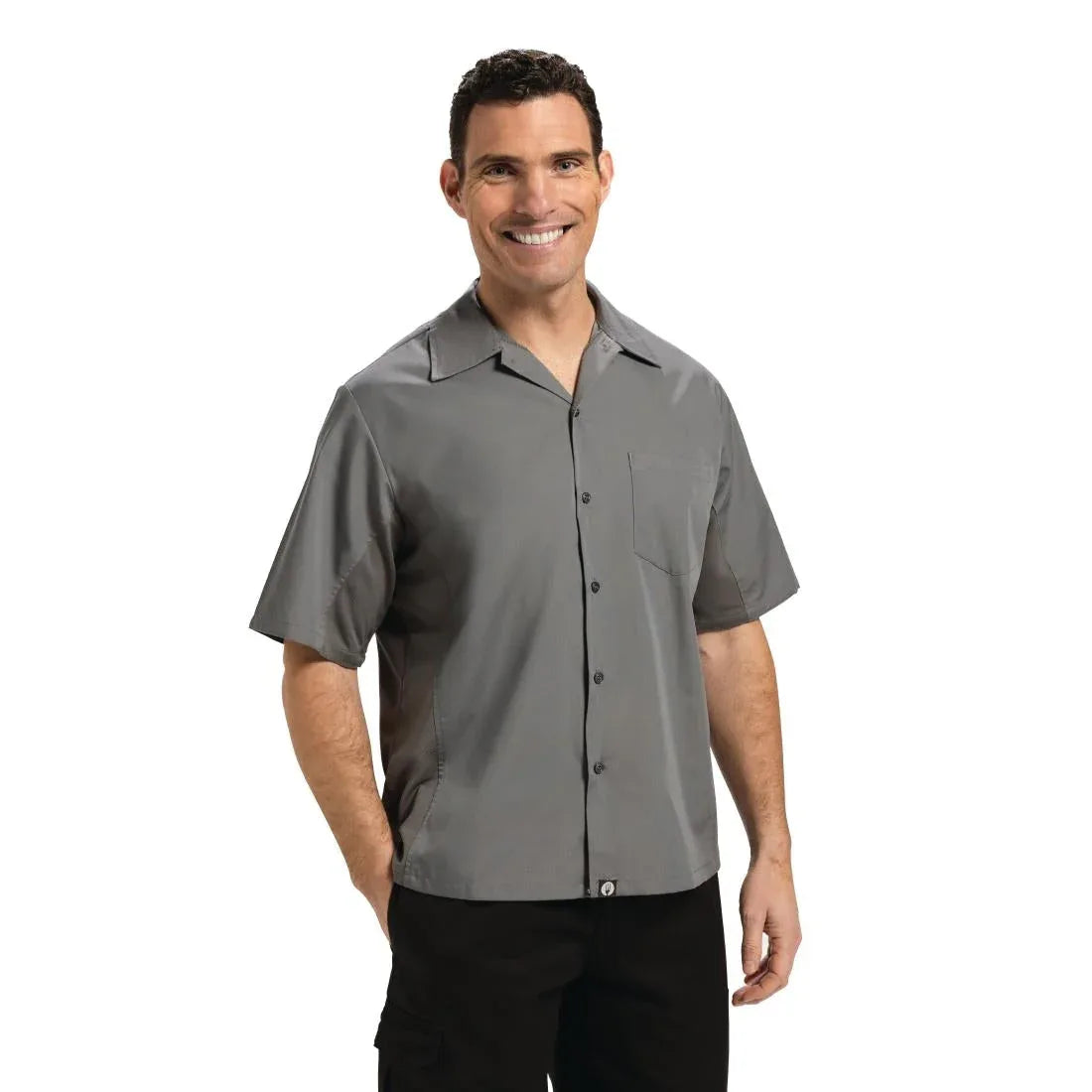 B179-S Chef Works Unisex Cool Vent Chefs Shirt Grey S - JD Catering Equipment Solutions Ltd