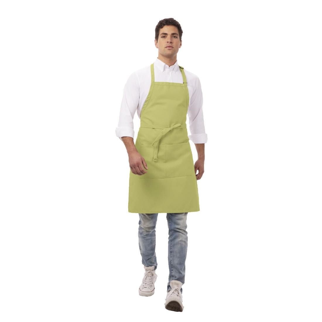 B190 Chef Works Bib Apron Lime JD Catering Equipment Solutions Ltd