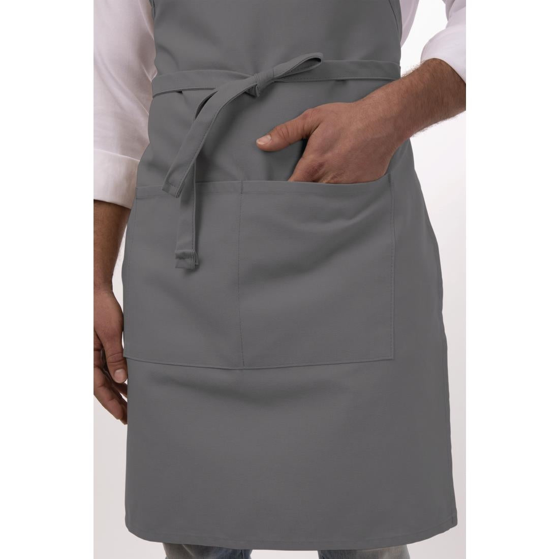 B192 Chef Works Bib Apron Grey JD Catering Equipment Solutions Ltd
