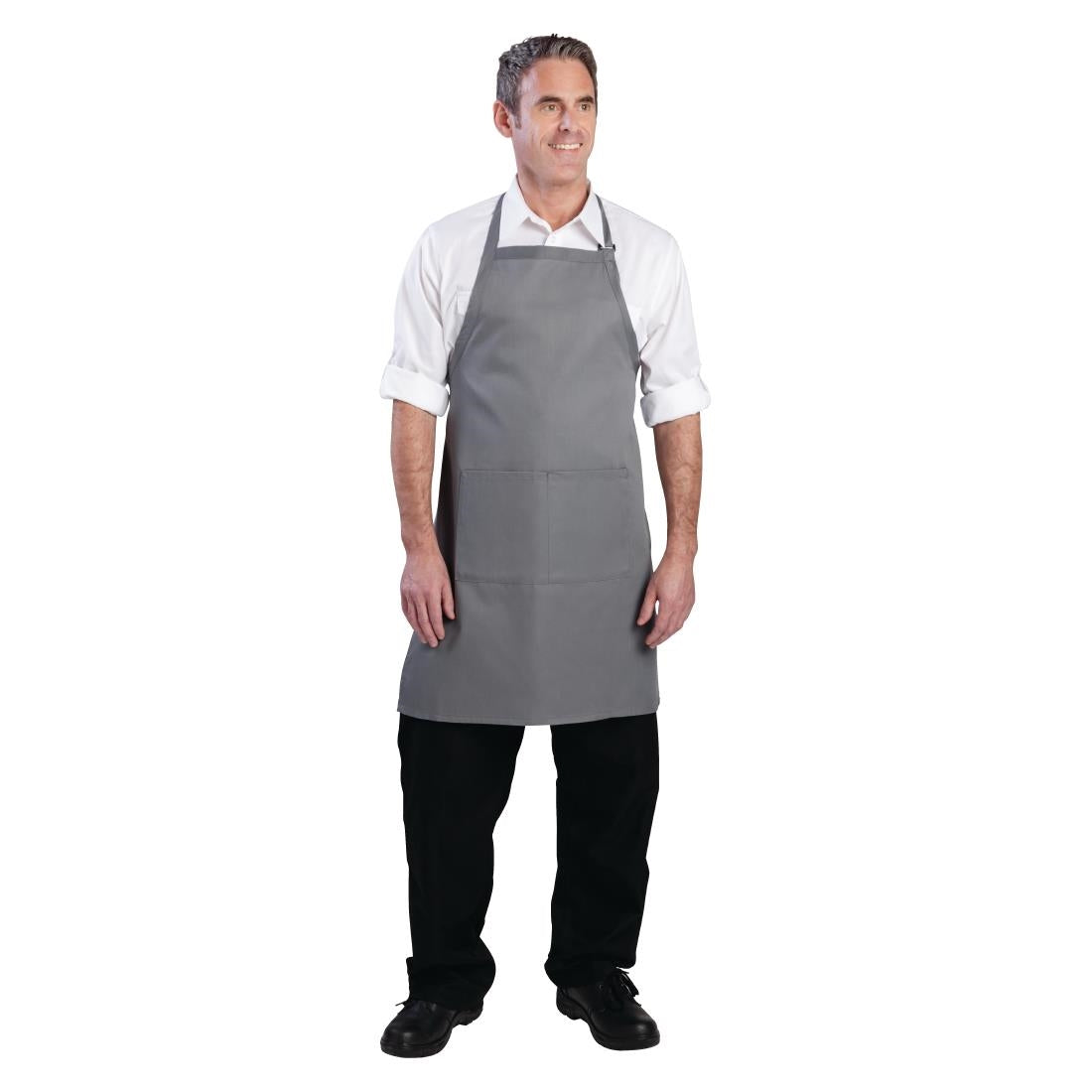 B192 Chef Works Bib Apron Grey JD Catering Equipment Solutions Ltd