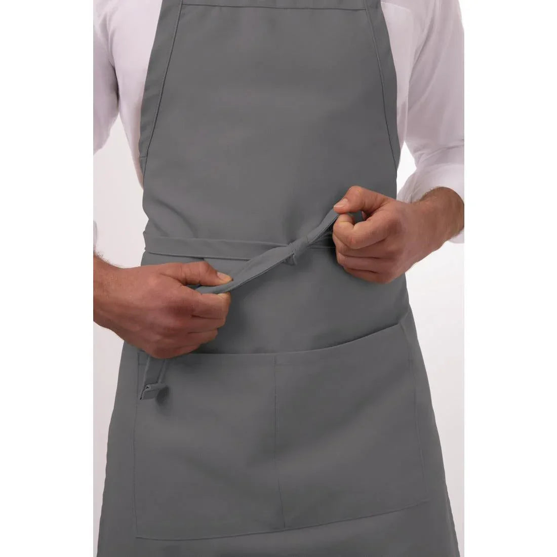 B192 Chef Works Bib Apron Grey - JD Catering Equipment Solutions Ltd