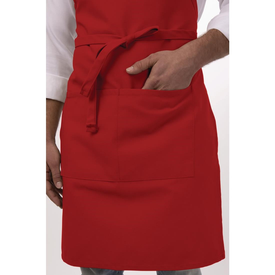 B196 Chef Works Bib Apron Red JD Catering Equipment Solutions Ltd